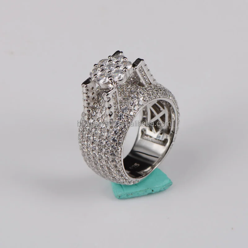 
The latest design of the 925 pure silver ice ring cz ring is the cheapest price for micro paving. 