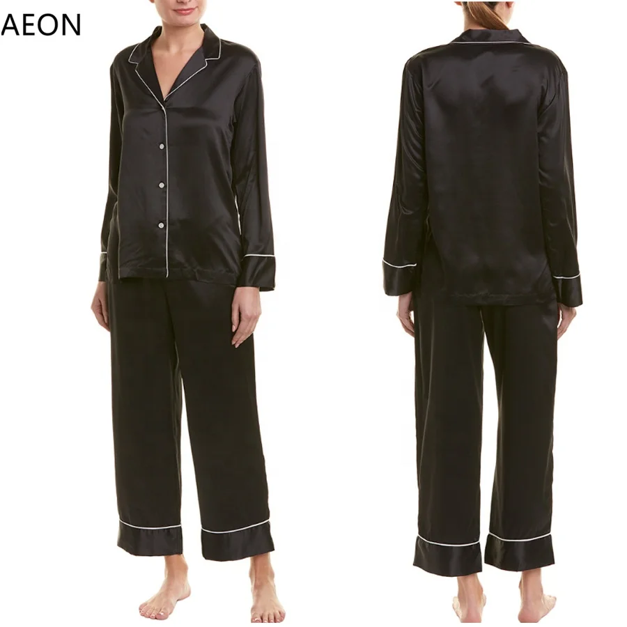 Hot Sale Pyjama Couple Satin Cotton Modal Fabric 2pc Sleepwear Set Lounge wear