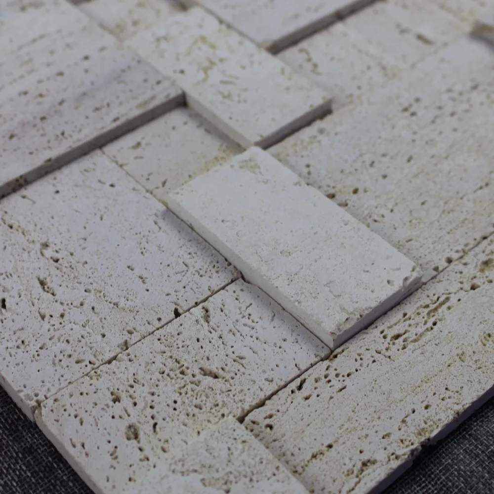 Decorstone24 Yellow Travertine Stone Tile French Pattern 3d Design For Wall Cladding