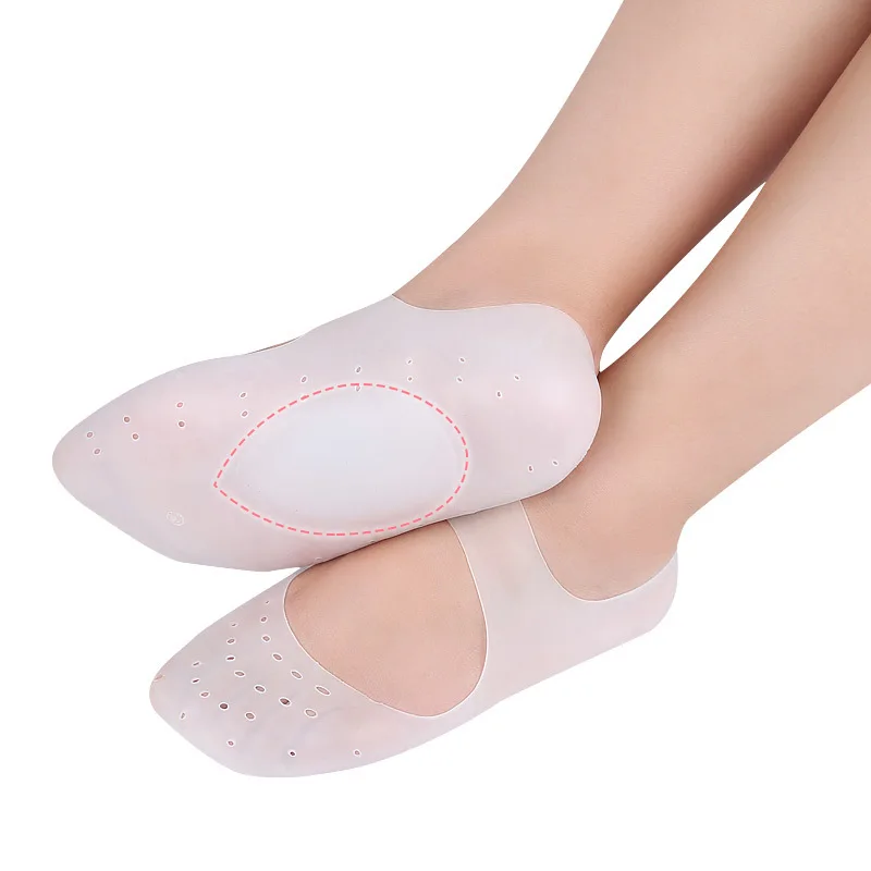 Invisible Silicone Moisturizing Heel Sock Breathable Spa Gel Ankle Boat Sock with arch support massage pad