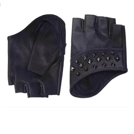 ZF1111 Short Style Ladies Driving Fashion Fingerless Leather Gloves