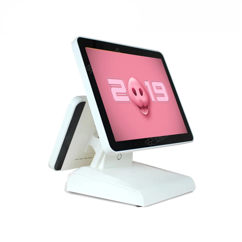 A Whole set of 15 inch dual screen pos all in one cash register pos system machine