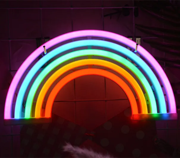 battery powered led light Or USB Drive wall neon light 3d rainbow led night lamp custom neon lights bedroom lamps home decor