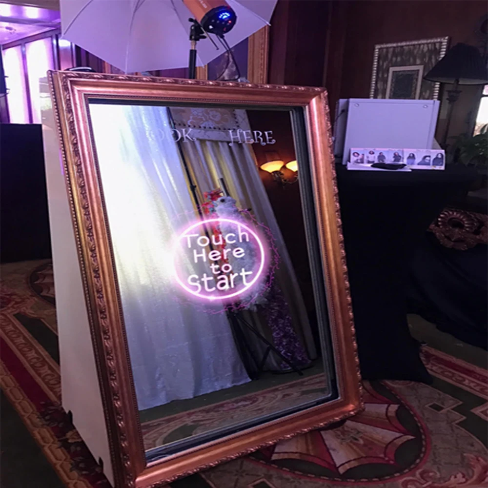 Half transparent touch screen dielectric mirror glass for Magic mirror photo booth