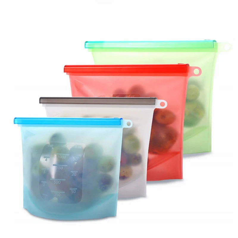 Zip Lock Cooking Fresh Zip Large Silicone Storage Food Bags Airtight Seal Food Storage Container