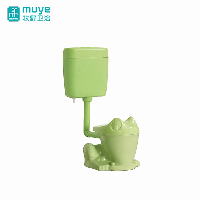 Washdown Two Piece Ceramic Water Closet Frog Shape Children Green Color Western Style Wc Toilet