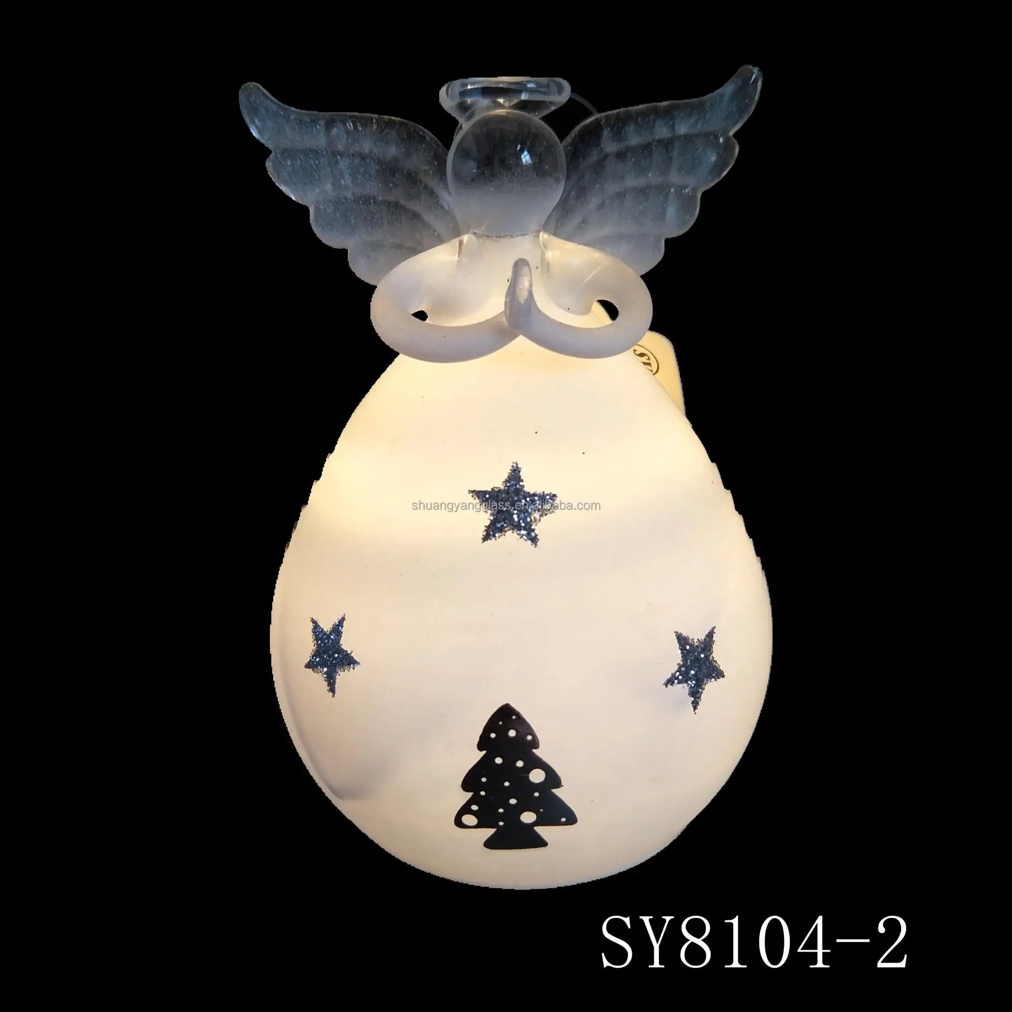 Wholesale Hand drawn Christmas angle LED  glass angel decorations