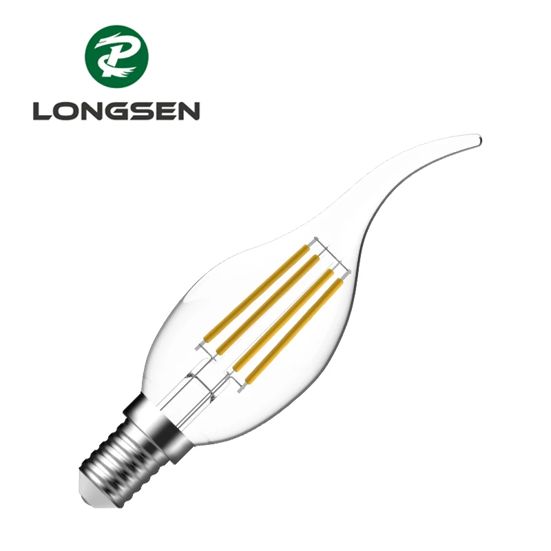 LED candle bulb with filament chip E14