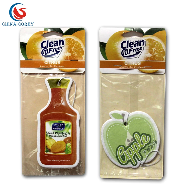 OEM fruit aroma paper car air freshener for promotional gifts with customer logo accepted