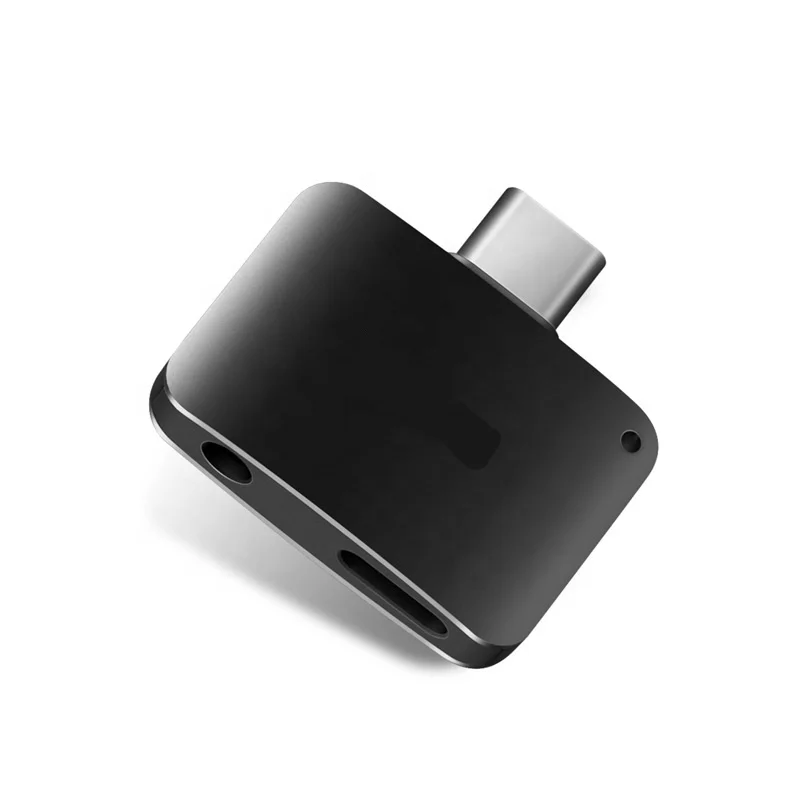 
SUNLINE High Quality Aluminum Alloy ABS 2 in 1 USB-C 2.4A Headphone Converter Charger Type c to 3.5mm Audio Charging Adapter 