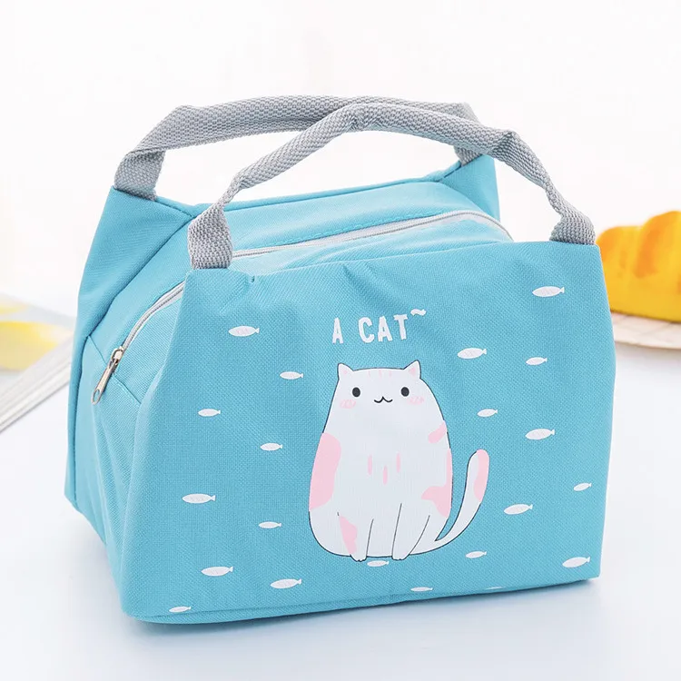 Small cute design cartoon printed kids insulated cooler lunch box bag for girls boys