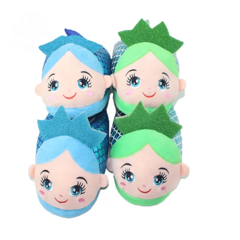 
Winter Adult Plush Sequins Mermaid PVC Home Super Soft 28cm Fluffy Slippers 