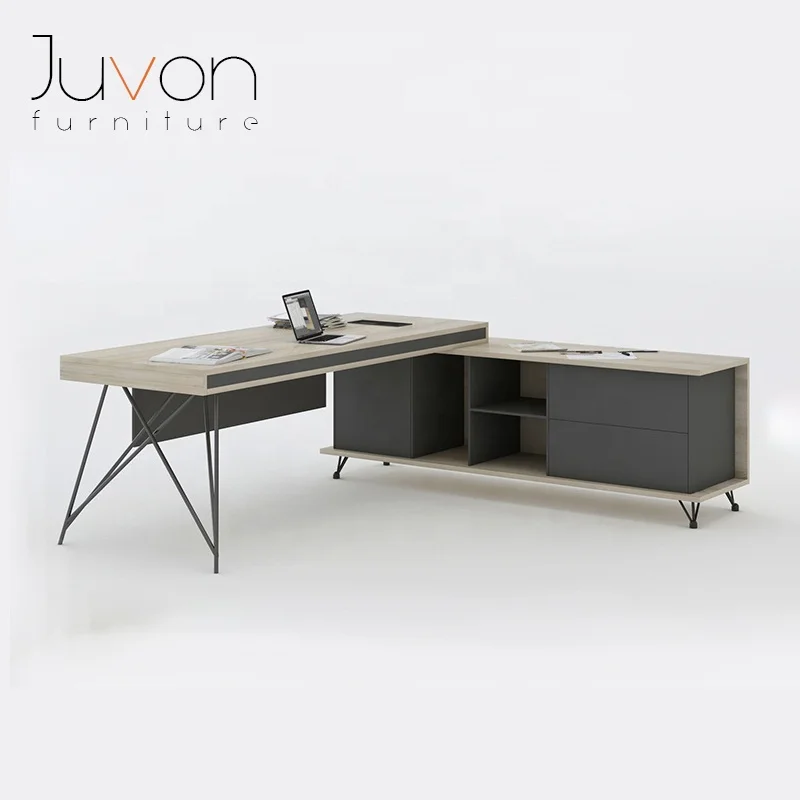 
Office desk with side cabinet wooden manager work table 