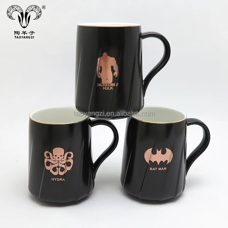Promotional 12oz Ceramic Mugs with Superhero Logo Printed