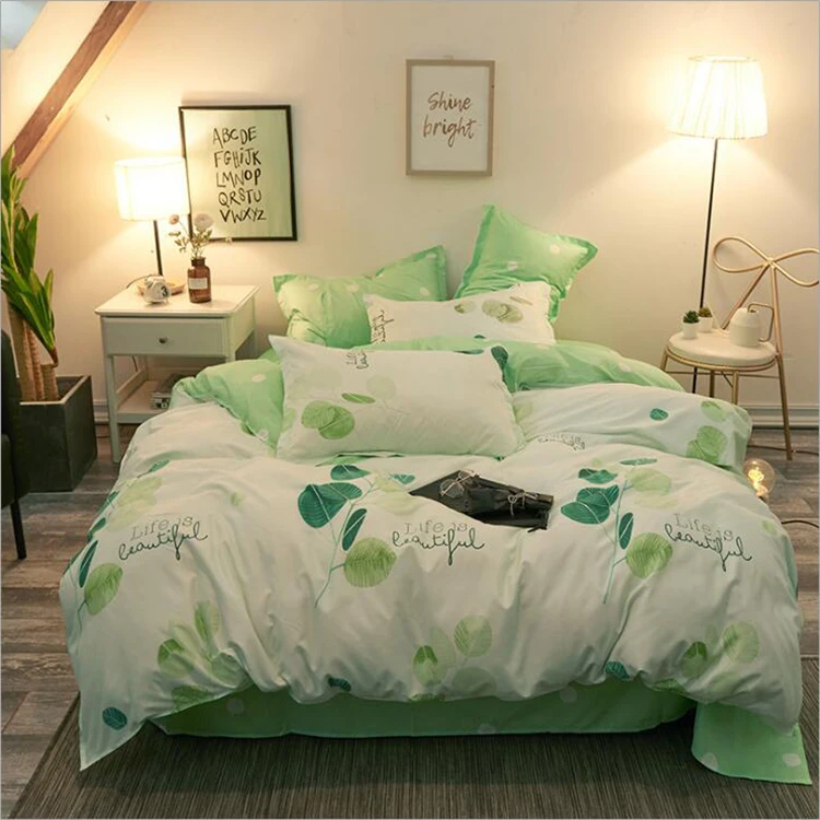 Factory Direct Sale Tropical Rain Forest Style Small Fresh Cotton-Like Four Pieces Bedding Sets