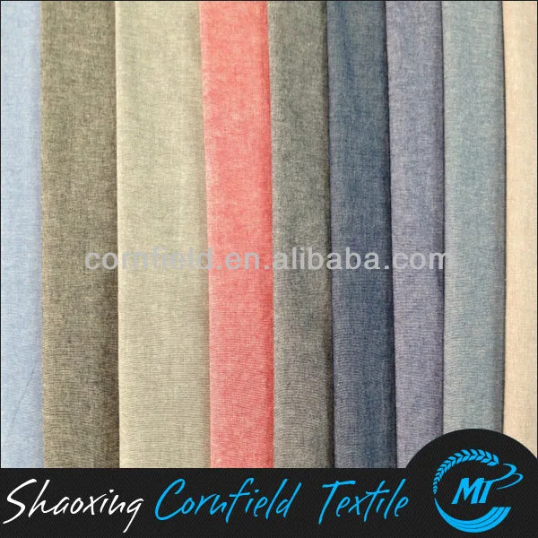 100% Cotton YARN DYED CHAMBRAY Fabric for Shirt Europe Poplin Fabric Woven Plain  Printed Shaoxing China Soft and Comfortable