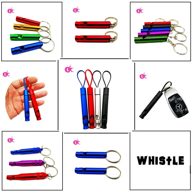 Заводская цена, спортивный цветной свисток с логотипом под заказ, Алюминиевый свисток, свисток для кемпинга, брелок