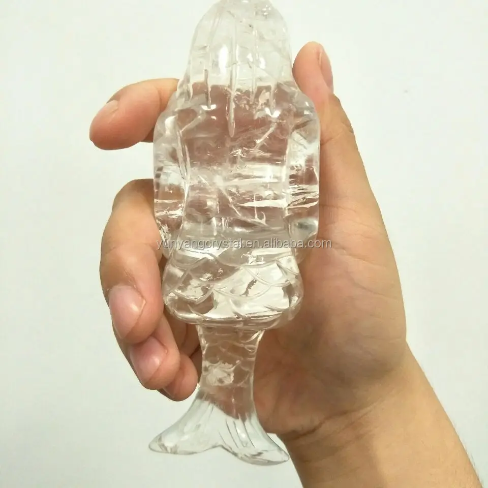 New natural beautiful clear quartz crystal carving mermaid statue for sale