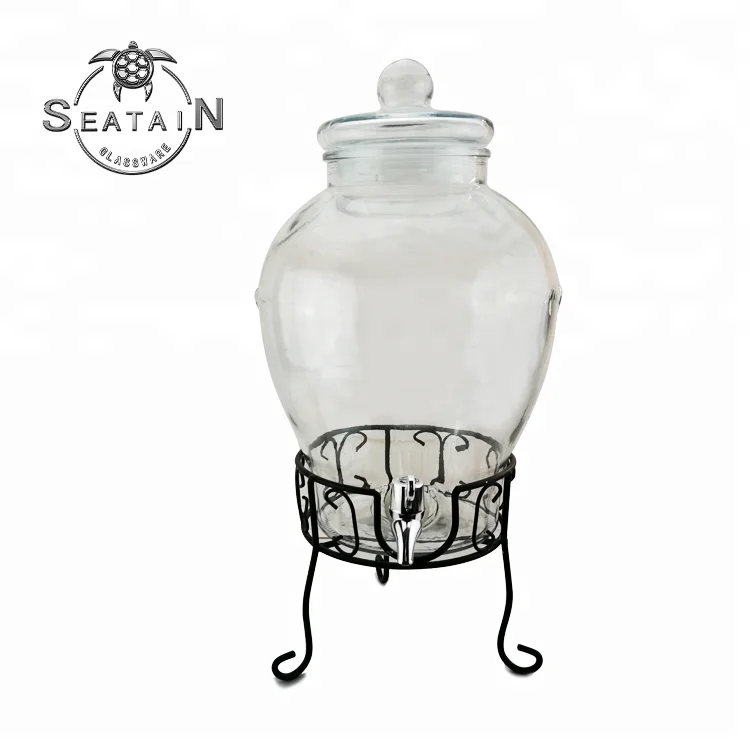Large new design mason jar glass beverage dispenser with tap