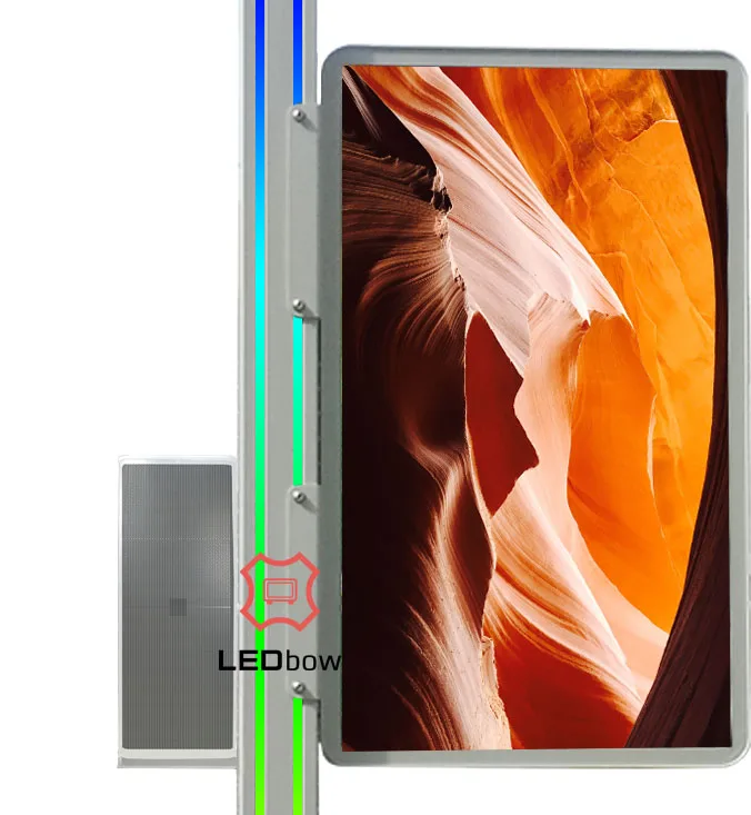 
LEDbow Integrated smart pole with Solar Street Light Smart Display Intelligent Monitoring Emergency Button Video CCTV all in one 