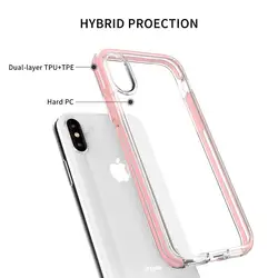 Clearance! Ispider High Quality SGS Certified 3 Meters Anti-fall  PC+TPU+TPE Pink transparent Clear Cover Phone Case for iPhone X