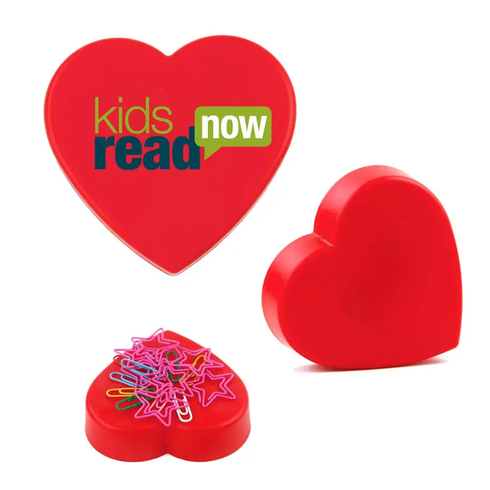 
 Best Stationery office supply Desktop solid red plastic 2D flat lovely heart shape magnetic notepaper file document clip holder  