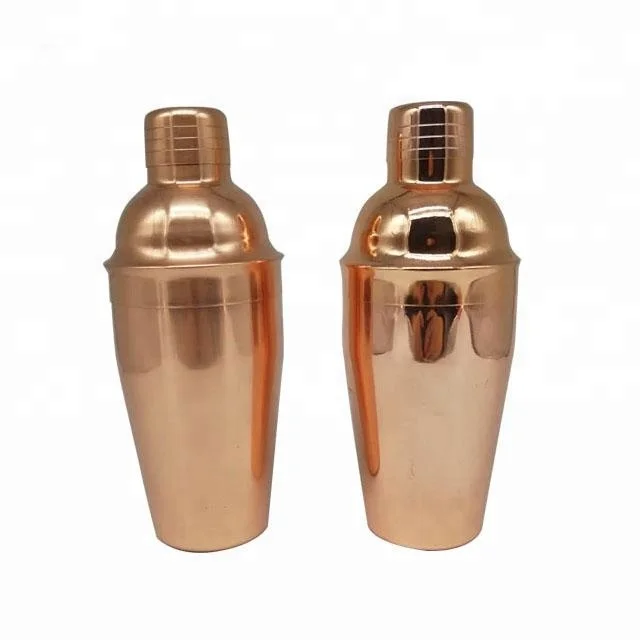 stainless steel custom logo shaker bottle copper plated cocktail shaker