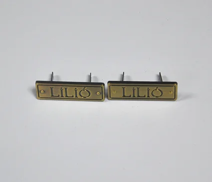 
YK 1018 Custom Bag Accessories Gold Plate Metal Logo Label Rectangle Metal Name Plate For Handbags 