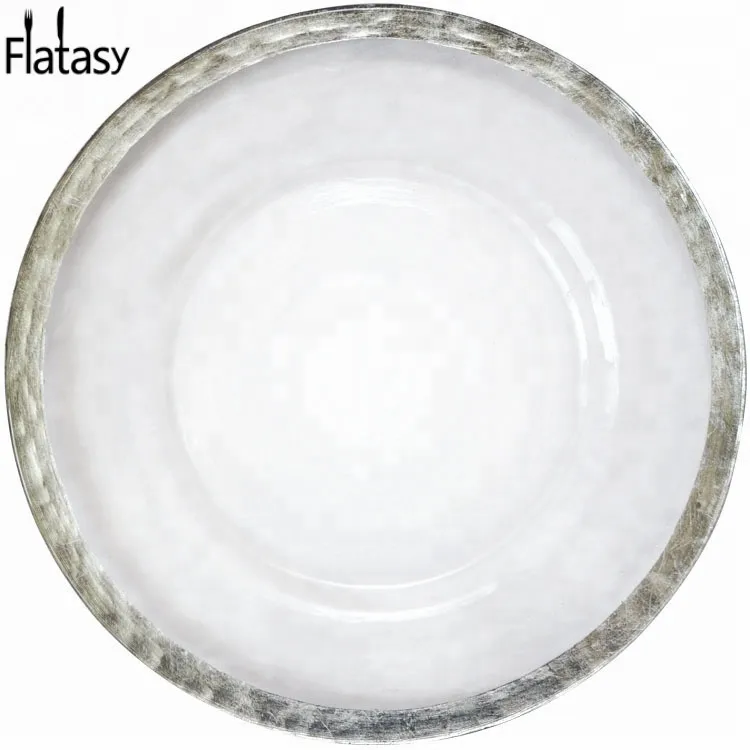 Hot sale Gold rim glass charger plates