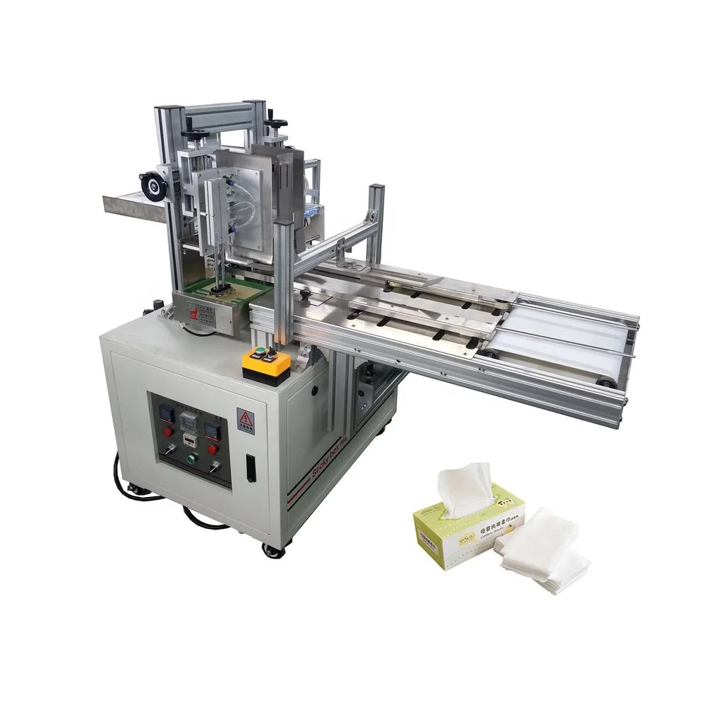 New design mechanical facial tissue box sealing and packing machine
