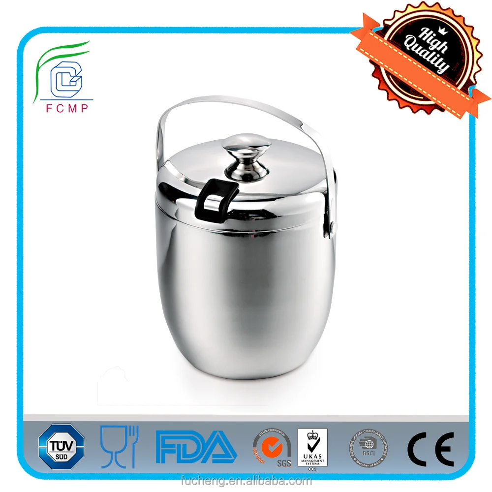 Custom Stainless Steel Metal Ice Bucket Ice Bucket with Lid and Tongs