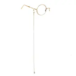 Monocle single side single frame students British retro style stainless steel natural opal eyeglasses chain