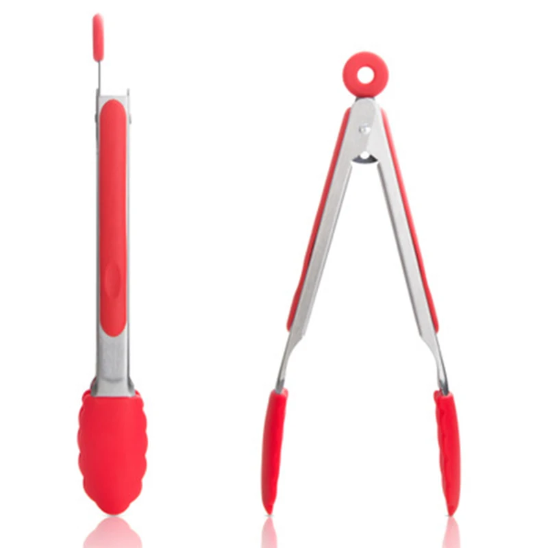 Heat resistant Silicone kitchen grill bbq tongs , food service bread and salad Clip for cooking