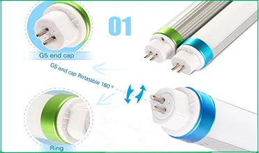 180LM/W T5 Led Tubes with G5 endcap