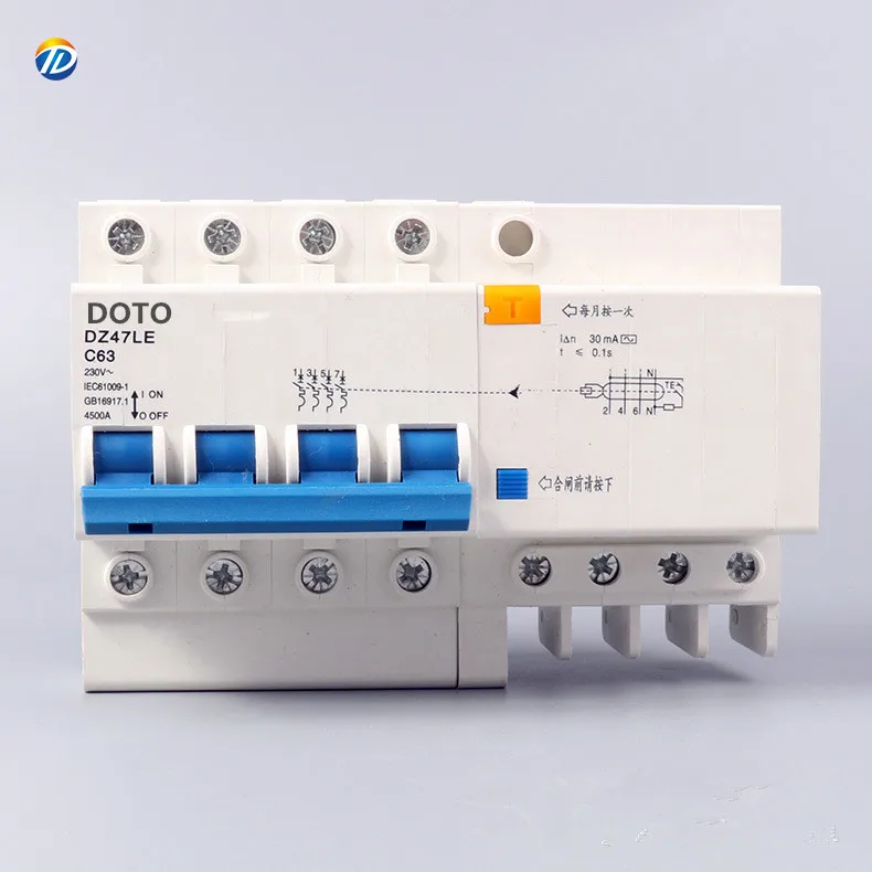 DOTO 1P 6A 10A 16A 20A 32A 40A 63A Earth Leakage Circuit Breaker Rccb/elcb/rcd RCBO