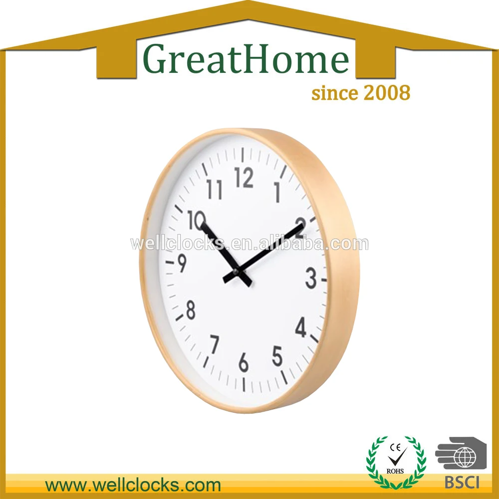 Brief Style Original Wood Frame White Face Large Digital Decor Wall Clock