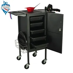 2018 new style Deluxe Lockable black Metal Hair Salon Trolley