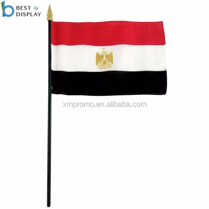 Red white black Egypt hand waving flag for cheering