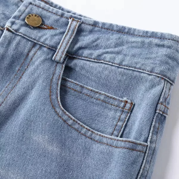 Xuhui Пользовательские Женские сексуальные рваные джинсовые брюки, стирка воды, синий рваные дырки, свободные женские джинсы с высокой талией