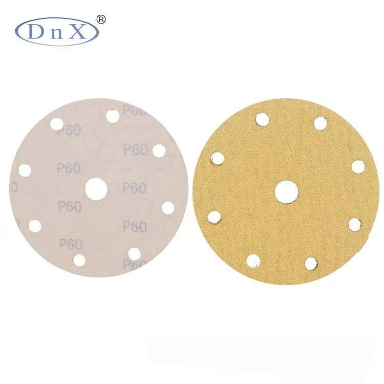6 Inch 150 mm 9 Holes Gold sanding disc yellow sandpaper for orbital sander