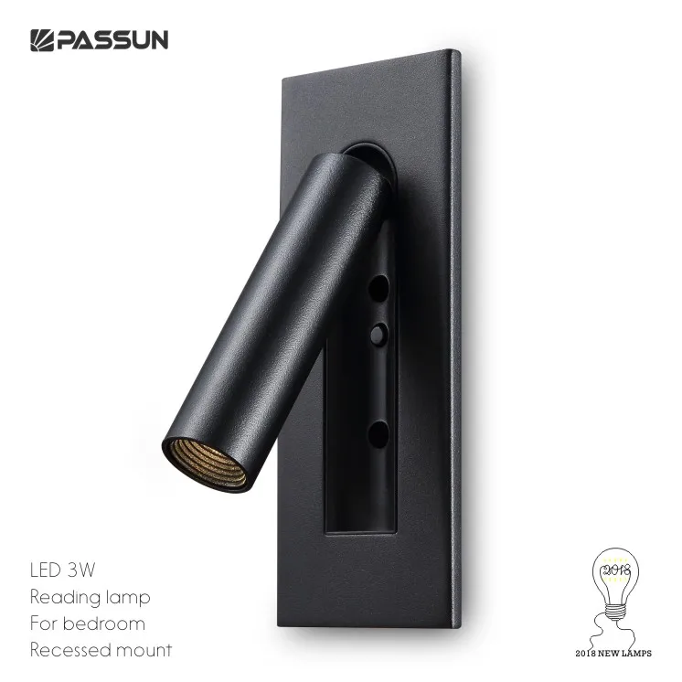 aluminium bed board recessed flexible head hotel bedside reading lamp modern led wall lamps