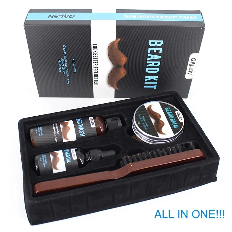 OALEN Private label Fragrance Free Grooming Beard Balm Oil Beard Kit For Men With Gift Box