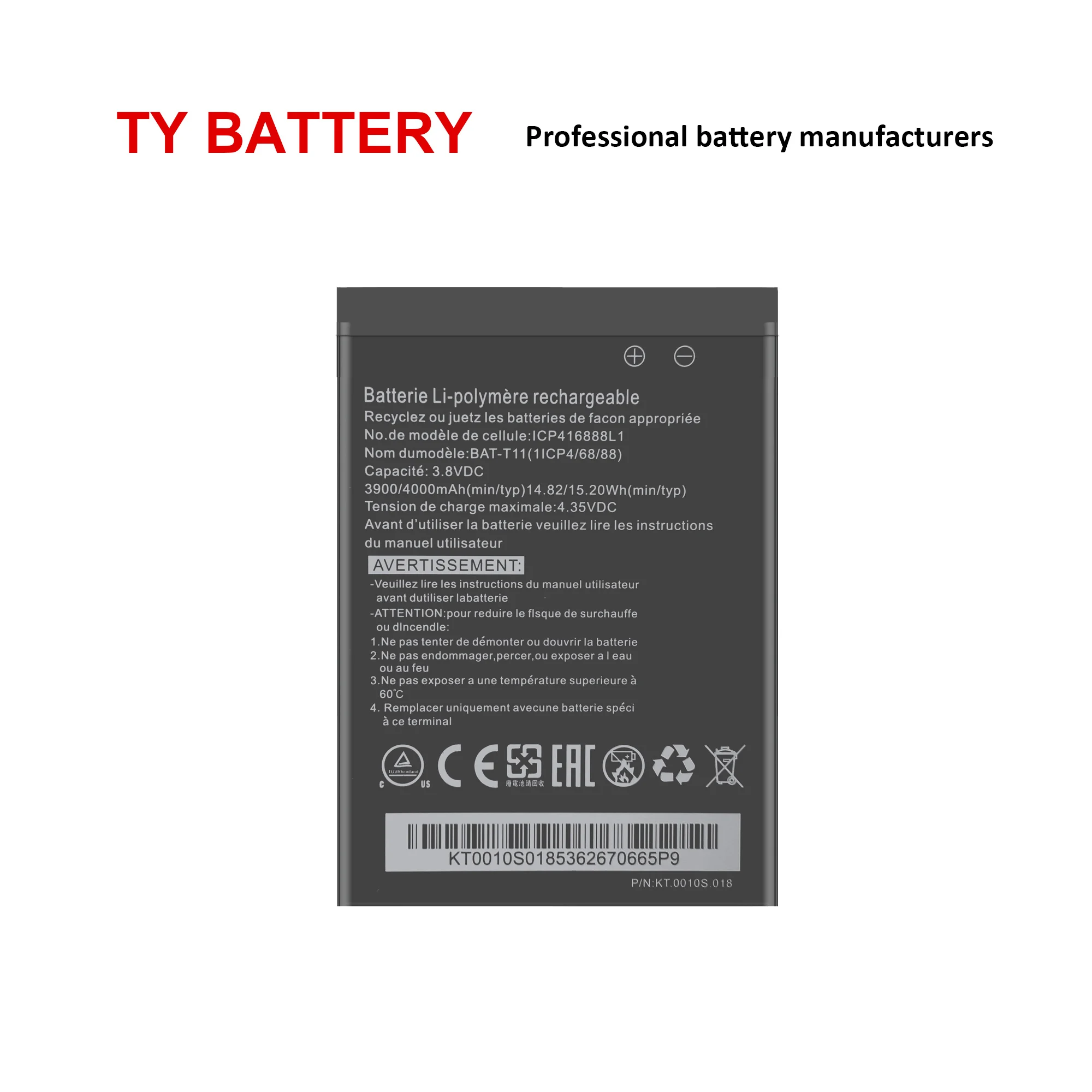 
4000mAh high quality ICP416888L1 BAT-T11 battery for Acer Liquid T03 T04 Z630 Z630S mobile phone battery 