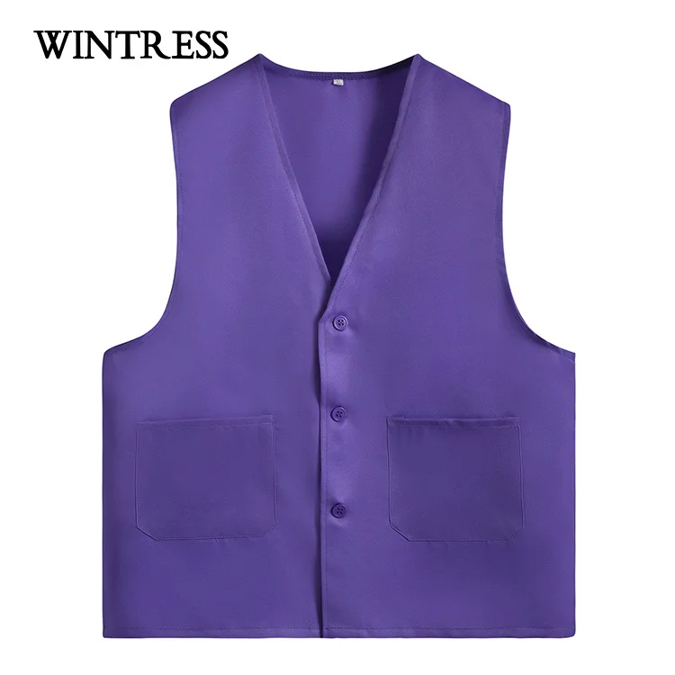 Vest For Supermarket Clerk Work Uniform Vests With Pockets