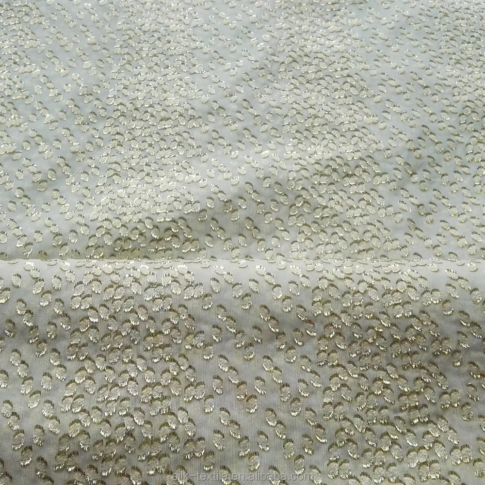 
Silk Metallic Chiffion gerogette jacquard and cut fabric 
