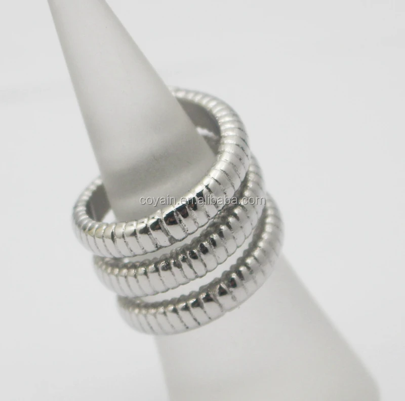 Sliver Retro Style Spiral Winding Stainless Steel Silver cool Snake twine Ring Multi Layer stacking Serpent Ring for women