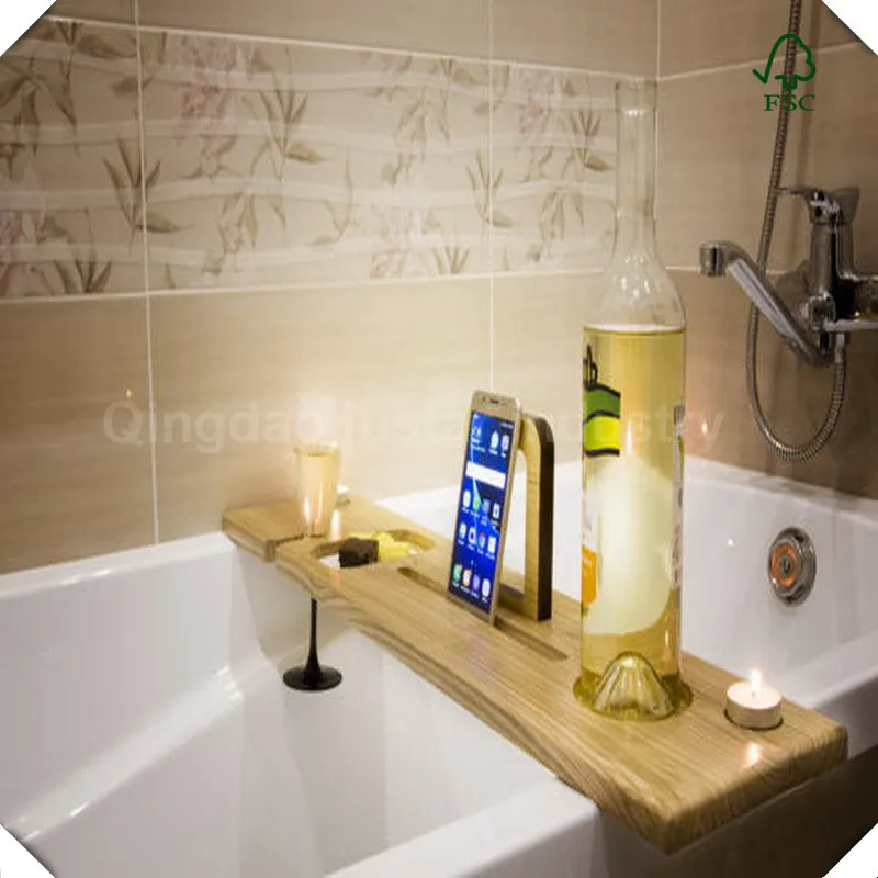 
wooden bath tray with phone stand pad stand book stand 