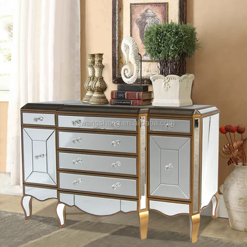 European new classical mirrored sideboard cabinet
