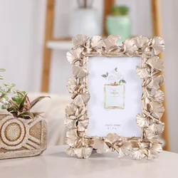 Настольная Свадебная фоторамка с золотыми листьями из смолы в европейском стиле для свадебного декора