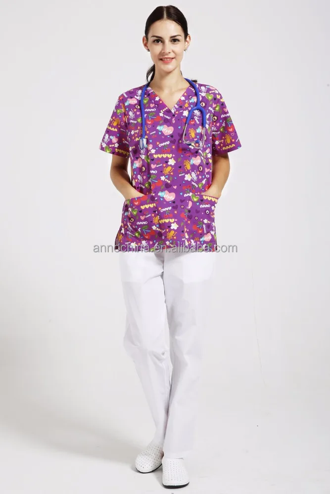 Anno wholesale fancy designer medical scrub suit for women